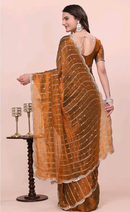PHEASANT Woman's Jimmy Choo Embroidery Striped Saree