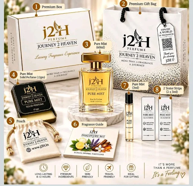 j2H Pure Mist Perfume for Men and Women, 60ml, Fresh Citrus Aromatic Scent with Bergamot, Cardamom, Green Tea, Jasmine, Musk, and Sandalwood
65%
off