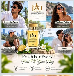 j2H Pure Mist Perfume for Men and Women, 60ml, Fresh Citrus Aromatic Scent with Bergamot, Cardamom, Green Tea, Jasmine, Musk, and Sandalwood
65%
off