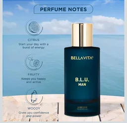 Bella Vita Luxury B.L.U Man Eau De Parfum Perfume with Lemon, Black Pepper, Orris, Musk|Premium, Long Lasting Fresh Aromatic Fragrance for Men, 100 ML
600+ bought in p