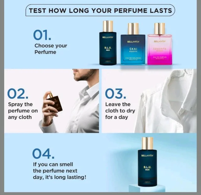 Bella Vita Luxury B.L.U Man Eau De Parfum Perfume with Lemon, Black Pepper, Orris, Musk|Premium, Long Lasting Fresh Aromatic Fragrance for Men, 100 ML
600+ bought in p