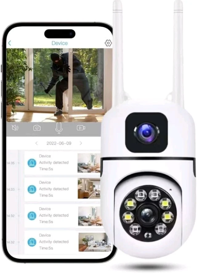 MacCam 4+4MP Smart WiFi PTZ CCTV Camera for Home Outdoor | 360° View | Color Night Vision | Two Way Audio | Wireless Security Camera with Mobile App V380 Pro (Dual Lens Mini Dome1)