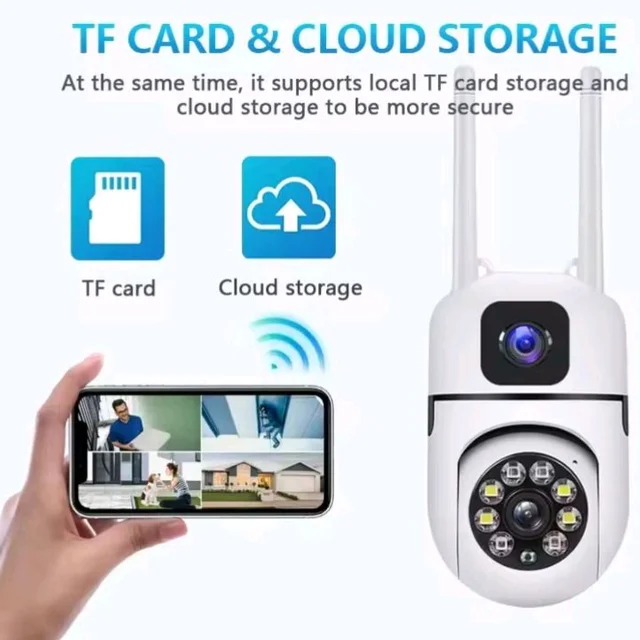 MacCam 4+4MP Smart WiFi PTZ CCTV Camera for Home Outdoor | 360° View | Color Night Vision | Two Way Audio | Wireless Security Camera with Mobile App V380 Pro (Dual Lens Mini Dome1)