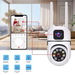 MacCam 4+4MP Smart WiFi PTZ CCTV Camera for Home Outdoor | 360° View | Color Night Vision | Two Way Audio | Wireless Security Camera with Mobile App V380 Pro (Dual Lens Mini Dome1)