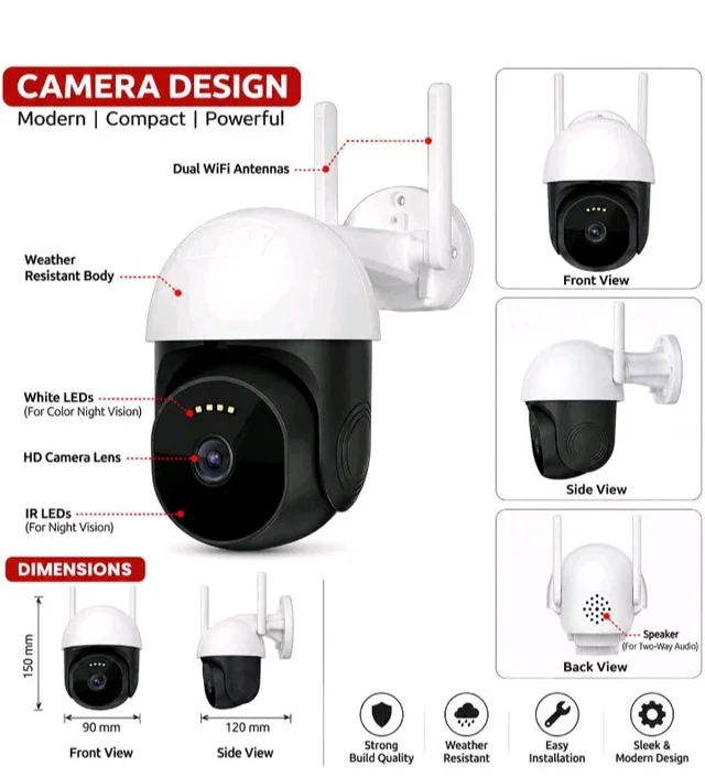 Eyetech 4G LTE Outdoor PTZ Security Camera | Dual Antenna | 360° Pan Tilt | Night Vision | Motion Detection | Two Way Audio | 4G SIM-Based CCTV Camera for Home with Mobile App V380 Pro (4G Camera2)