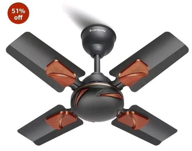 LONGWAY Creta P1 600 mm/24 inch Ultra High Speed 4 Blade Anti-Dust Decorative Star Rated Ceiling Fan 2 Years Warranty (Smoked Brown, Pack of 1)
