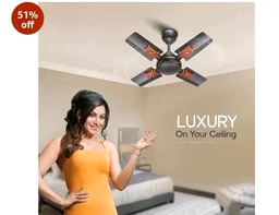 LONGWAY Creta P1 600 mm/24 inch Ultra High Speed 4 Blade Anti-Dust Decorative Star Rated Ceiling Fan 2 Years Warranty (Smoked Brown, Pack of 1)