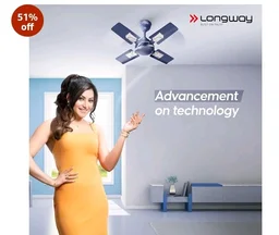 LONGWAY Creta P1 600 mm/24 inch Ultra High Speed 4 Blade Anti-Dust Decorative Star Rated Ceiling Fan 2 Years Warranty (Silver Blue, Pack of 1)