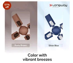 LONGWAY Creta P1 600 mm/24 inch Ultra High Speed 4 Blade Anti-Dust Decorative Star Rated Ceiling Fan 2 Years Warranty (Silver Blue, Pack of 1)