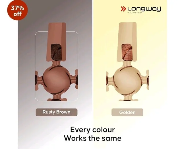 LONGWAY Creta P1 600 mm/24 inch Ultra High Speed 4 Blade Anti-Dust Decorative Star Rated Remote Controlled Ceiling Fan 2 Years Warranty (Rusty Brown, Pack of 1)