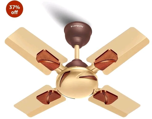 LONGWAY Creta P1 600 mm/24 inch Ultra High Speed 4 Blade Anti-Dust Decorative Star Rated Remote Controlled Ceiling Fan 2 Years Warranty (Golden, Pack of 1)