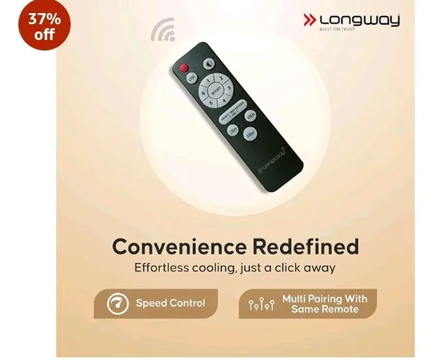 LONGWAY Creta P1 600 mm/24 inch Ultra High Speed 4 Blade Anti-Dust Decorative Star Rated Remote Controlled Ceiling Fan 2 Years Warranty (Golden, Pack of 1)