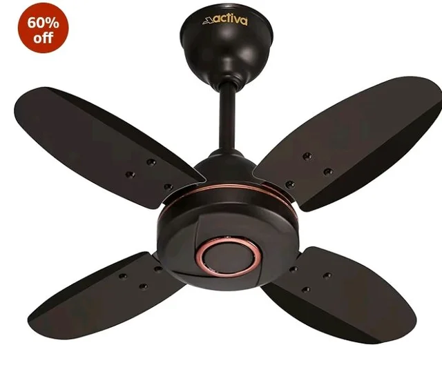 ACTIVA Ornet 600mm Ceiling Fan for Kitchen & Small Rooms | 4 Blade High Speed Fan | 850 RPM Powerful Air Delivery | Anti-Dust Coating | Energy Efficient Ceiling Fan | 2 Years Warranty | Smoke Brown