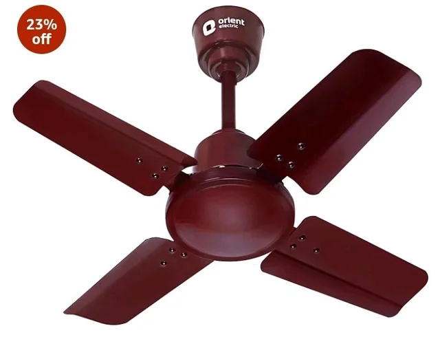 Orient Electric 600 MM New Air Plus | 4 Blade Small Ceiling Fan for Kitchen | 100% Copper Motor | Aluminium blades | 24 Inch Fan | 2 Years Warranty | Brown