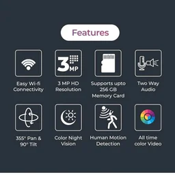 MANOMAY 3MP Wi-Fi Protect Pro Mini Pan-Tilt Camera | BIS-ER (STQC Certified) WiFi CCTV Camera | Full Color Night Vision | Smart Tracking | 2-Way Audio | Memory Card & Cloud | Alexa Support
100+ bought in past month