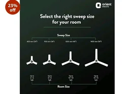 Orient Electric 600 MM New Air Plus | 4 Blade Small Ceiling Fan for Kitchen | 100% Copper Motor | Aluminium blades | 24 Inch Fan | 2 Years Warranty | Ivory