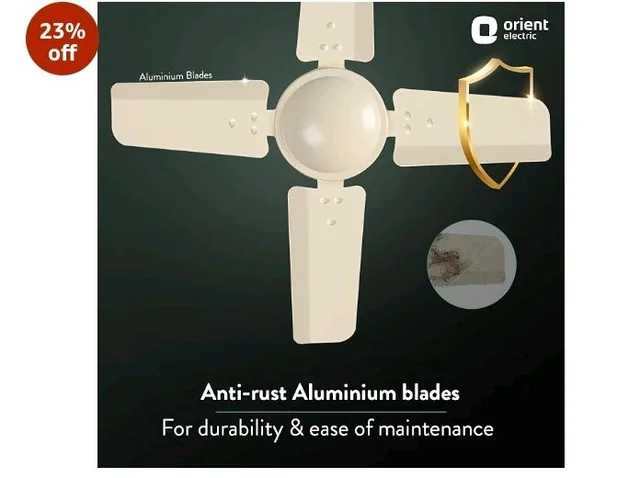 Orient Electric 600 MM New Air Plus | 4 Blade Small Ceiling Fan for Kitchen | 100% Copper Motor | Aluminium blades | 24 Inch Fan | 2 Years Warranty | Ivory