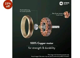 Orient Electric 600 MM New Air Plus | 4 Blade Small Ceiling Fan for Kitchen | 100% Copper Motor | Aluminium blades | 24 Inch Fan | 2 Years Warranty | Ivory