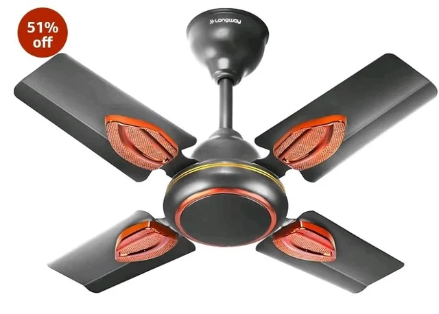 LONGWAY Kiger P1 600 mm/24 inch Ultra High Speed 4 Blade Anti-Dust Decorative Star Rated Ceiling Fan 2 Years Warranty (Smoked Brown, Pack of 1)