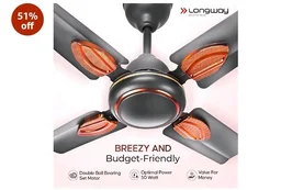 LONGWAY Kiger P1 600 mm/24 inch Ultra High Speed 4 Blade Anti-Dust Decorative Star Rated Ceiling Fan 2 Years Warranty (Smoked Brown, Pack of 1)