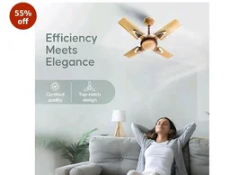LONGWAY Starlite-1 P1 600 mm/24 inch Ultra High Speed 4 Blade Anti-Dust Decorative Star Rated Ceiling Fan (Golden Beige, Pack of 1)