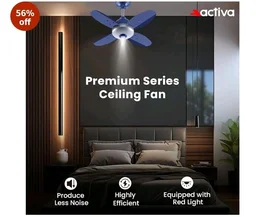 ACTIVA Gracia 600 MM BLDC Ceiling Fan | 4 Blades | 28 Watt | Noiseless Motor with LED Light | Remote Control | Reversible Mode, Timer, Energy Saving, come with 5 Years Warranty (Sparkle Blue)