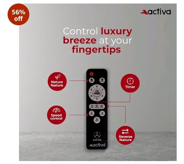 ACTIVA Gracia 600 MM BLDC Ceiling Fan | 4 Blades | 28 Watt | Noiseless Motor with LED Light | Remote Control | Reversible Mode, Timer, Energy Saving, come with 5 Years Warranty (Sparkle Blue)