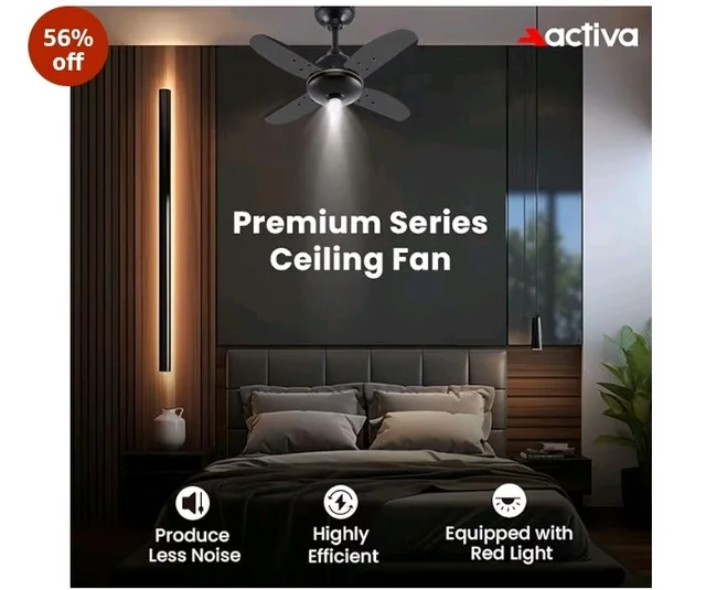 ACTIVA Gracia 600MM BLDC Ceiling Fan with LED Light | BEE 5 Star Rated | 28W Energy Saving Motor | 4 Blade High Speed | Remote Control | Reversible Mode & Timer | 5 Years Warranty | Smoke Brown