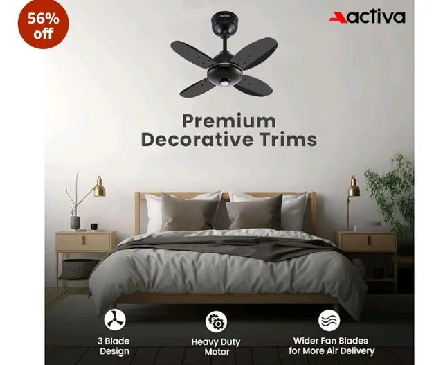 ACTIVA Gracia 600MM BLDC Ceiling Fan with LED Light | BEE 5 Star Rated | 28W Energy Saving Motor | 4 Blade High Speed | Remote Control | Reversible Mode & Timer | 5 Years Warranty | Smoke Brown