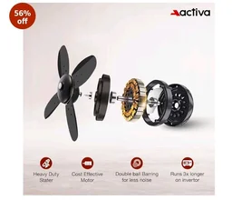 ACTIVA Gracia 600MM BLDC Ceiling Fan with LED Light | BEE 5 Star Rated | 28W Energy Saving Motor | 4 Blade High Speed | Remote Control | Reversible Mode & Timer | 5 Years Warranty | Smoke Brown