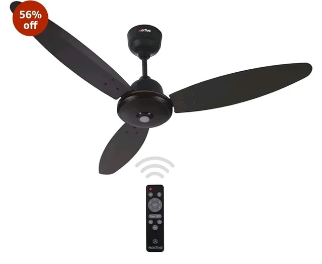 ACTIVA Gracia BLDC Ceiling Fan 1200mm | LED Light Ceiling Fan with Remote Control | 5 Star Rated Energy Efficient Fan | 28W High Speed Motor | Silent 3 Blade Design | Smoke Brown | 5 Year Warranty