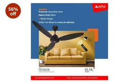 ACTIVA Gracia 1200mm Ceiling Fan, 3 Wider Blade, BLDC 28 Watt Motor Fan with LED Light, Energy Saving, Full Remote Control, Reversible Mode and Timer, 5 Years Warranty - Smoke Brown