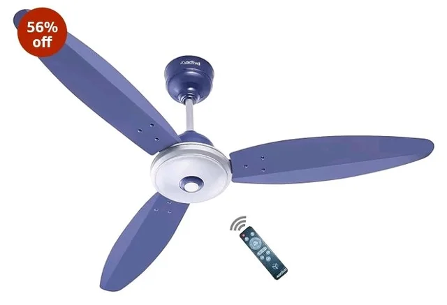 ACTIVA Gracia 1200mm Ceiling Fan with LED Light | 5 Star Energy Saving BLDC Motor | Remote Control, Reversible Mode & Timer | 3 Blade High Speed Ceiling Fan | 4 Year Warranty | Sparkle Blue