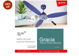 ACTIVA Gracia 1200mm Ceiling Fan with LED Light | 5 Star Energy Saving BLDC Motor | Remote Control, Reversible Mode & Timer | 3 Blade High Speed Ceiling Fan | 4 Year Warranty | Sparkle Blue