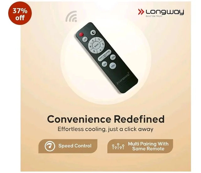LONGWAY Creta P1 600 mm/24 inch Ultra High Speed 4 Blade Anti-Dust Decorative Star Rated Remote Controlled Ceiling Fan 2 Years Warranty (Rusty Brown, Pack of 1)
37%
off