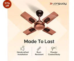 LONGWAY Creta P1 600 mm/24 inch Ultra High Speed 4 Blade Anti-Dust Decorative Star Rated Remote Controlled Ceiling Fan 2 Years Warranty (Rusty Brown, Pack of 1)
37%
off