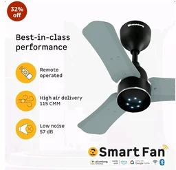 atomberg Renesa Halo Smart 600mm BLDC Ceiling Fan with IoT & Remote | 5 star | High Air Delivery | Low noise operation | LED Speed Indicator | Sleek Design | 3 Year Warranty - Misty Teal
