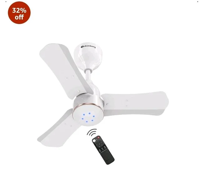 atomberg Renesa Halo Smart 600mm BLDC Ceiling Fan with IoT & Remote | 5 star | High Air Delivery | Low noise operation | LED Speed Indicator | Sleek Design | 3 Year Warranty - Gloss White & Gold Ring