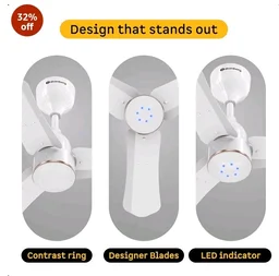 atomberg Renesa Halo Smart 600mm BLDC Ceiling Fan with IoT & Remote | 5 star | High Air Delivery | Low noise operation | LED Speed Indicator | Sleek Design | 3 Year Warranty - Gloss White & Gold Ring