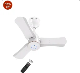 atomberg Renesa Halo Smart 600mm BLDC Ceiling Fan with IoT & Remote | 5 star | High Air Delivery | Low noise operation | LED Speed Indicator | Sleek Design | 3 Year Warranty - Gloss White & Gold Ring