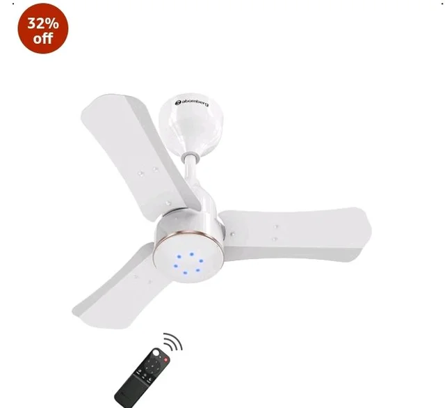 atomberg Renesa Halo Smart 600mm BLDC Ceiling Fan with IoT & Remote | 5 star | High Air Delivery | Low noise operation | LED Speed Indicator | Sleek Design | 3 Year Warranty - Gloss White & Gold Ring