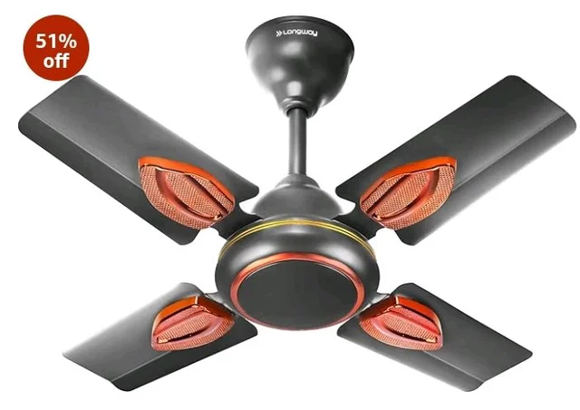 LONGWAY Kiger P1 600 mm/24 inch Ultra High Speed 4 Blade Anti-Dust Decorative Star Rated Ceiling Fan 2 Years Warranty (Smoked Brown, Pack of 1)