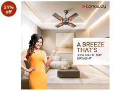 LONGWAY Kiger P1 600 mm/24 inch Ultra High Speed 4 Blade Anti-Dust Decorative Star Rated Ceiling Fan 2 Years Warranty (Smoked Brown, Pack of 1)