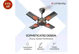 LONGWAY Kiger P1 600 mm/24 inch Ultra High Speed 4 Blade Anti-Dust Decorative Star Rated Ceiling Fan 2 Years Warranty (Smoked Brown, Pack of 1)