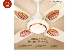 LONGWAY Kiger P1 600 mm/24 inch Ultra High Speed 4 Blade Anti-Dust Decorative Star Rated Ceiling Fan2 Yeras Warranty (Ivory, Pack of 1)