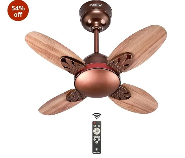 ACTIVA Lotus 600mm BLDC Ceiling Fan with Remote | 28W Energy Saving | 5 Star Rated | 850 RPM High Speed | 4 Blade | Reversible Mode & Timer | Silent | Rose Wood | 5 Year Warranty