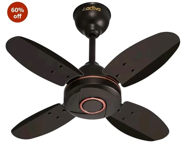 ACTIVA Ornet 600mm Ceiling Fan for Kitchen & Small Rooms | 4 Blade High Speed Fan | 850 RPM Powerful Air Delivery | Anti-Dust Coating | Energy Efficient Ceiling Fan | 2 Years Warranty | Smoke Brown