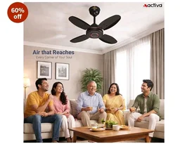 ACTIVA Ornet 600mm Ceiling Fan for Kitchen & Small Rooms | 4 Blade High Speed Fan | 850 RPM Powerful Air Delivery | Anti-Dust Coating | Energy Efficient Ceiling Fan | 2 Years Warranty | Smoke Brown