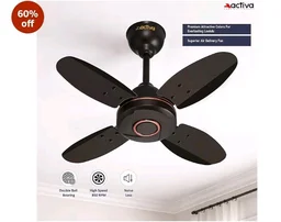 ACTIVA Ornet 600mm Ceiling Fan for Kitchen & Small Rooms | 4 Blade High Speed Fan | 850 RPM Powerful Air Delivery | Anti-Dust Coating | Energy Efficient Ceiling Fan | 2 Years Warranty | Smoke Brown