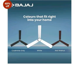 Bajaj Classico Sleek Plus 5S 1200MM (48”) BLDC Ceiling Fan with Remote | BEE 5 Star Rated Energy Efficient | Power Saving | Sleek Compact Design | High Air Delivery |2-Year Warranty |Grey